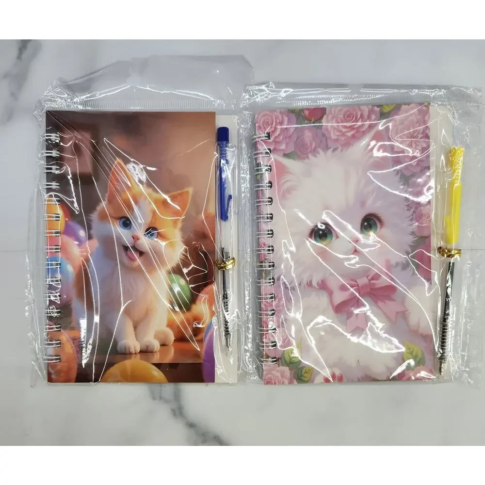 2 Spiral Pocket Notebook/Pen sets Kitty Designs 4x5.5